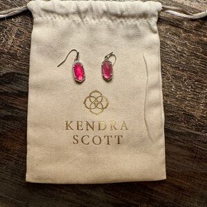 Kendra Scott Hot Pink Glass Stone Dangle Earrings